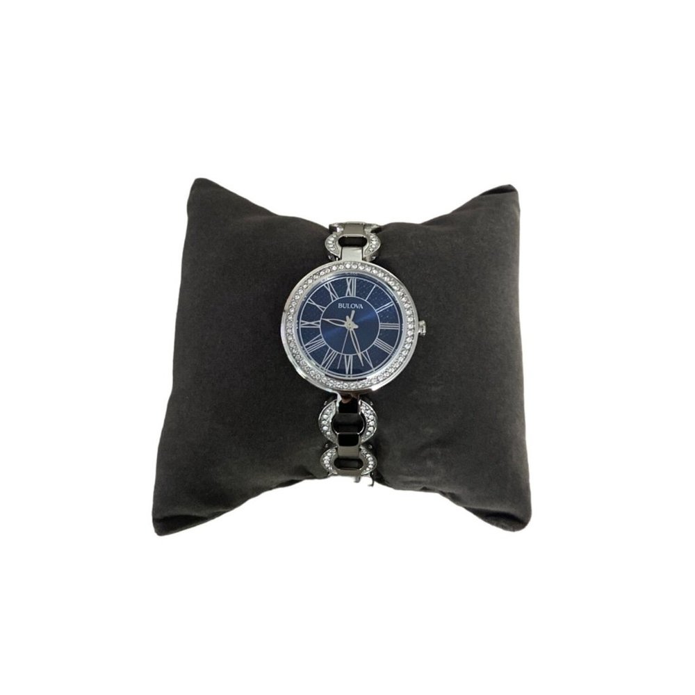 Bulova - Classic Crystal Bezel Stainless Steel Women's Quartz Watch - 96L303